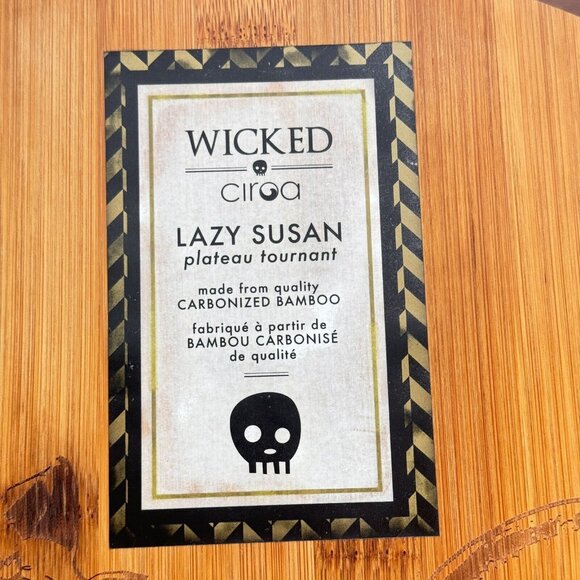 Ciroa WICKED SKULLS Bamboo Lazy Susann 16" Rotating Platter Halloween NEW - Picture 4 of 7